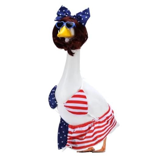 Patriotic Bikini Porch Goose Outfits for 23 Inch Lawn Statue, Blue&white&red