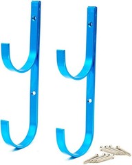 Swimming Pool Aluminum Pole Hanger Set, Blue, 1-Pack 2 Hooks, for Telescoping…