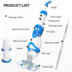 Rechargeable Above Ground Pool Vacuum with 18.5 GPM Suction & 1.5H Fast Charging
