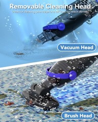 Nichro Cordless Pool Vacuum Cleaner, 60W Suction, Handheld with 63-Inch Pole, 18
