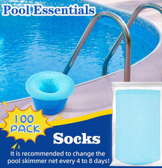 100 Pack Blue Pool Skimmer Socks Fine Mesh for Pool Cleaning
