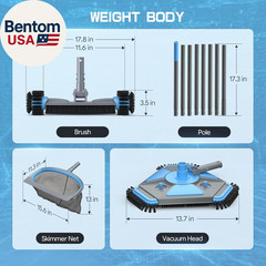 4-In-1 Deluxe Swimming Pool Cleaning Kit – Includes Upgrade Triangular Pool Vacu