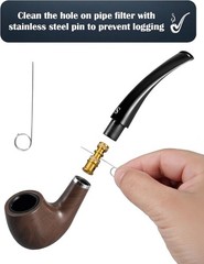Joyoldelf Tobacco Pipe Set, Short Handle Curved Smoking with brown