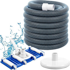 3 Pcs Pool Cleaning Kit 14&Prime; Vacuum Head with Flexible Wheels, 1-1/2 X 18Ft Hoses