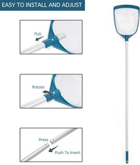 Upgrades Swimming Pool Leaf Net Skimmer Rake with Adjustable Aluminum Pole and N