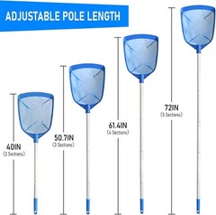 Fine Mesh Pool Leaf Skimmer with 5-Section Aluminum Pole for Effortless Cleaning