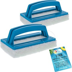 U.S. Pool Supply Hand-Held Scrub Brush 2 Pack – Pool Tile, Grout & Spa Cleaner