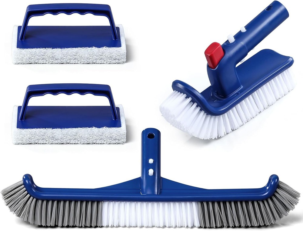 Pool Brush Set: 17.5&Prime; Long, Rotatable, Sponge – Blue