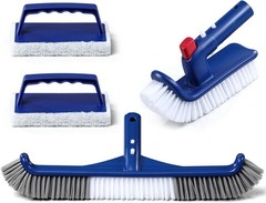 Pool Brush Set: 17.5&Prime; Long, Rotatable, Sponge – Blue