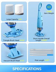 Kimpump Cordless Pool Vacuum Cleaner 4 Filter Bags Suitable For Ultra-Fine