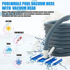 Pool Vacuum Head Kit 1-1/2&Prime; x 30ft Hoses Wheel Style Swimming Pool Vacuum Kit