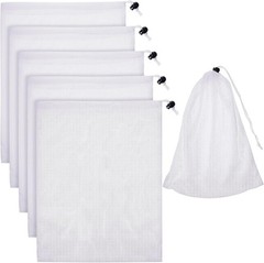 6 * Pool Vacuum Mesh Bag, 9×14 inch Pool Leaf Vacuum Net Bag with Locking Cord