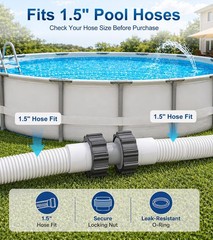 Gray Pool Hose Connector Leak Proof Dual 1.5 Inch Adapter Fitting