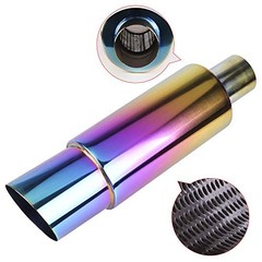 Exhaust Muffler,Universal Stainless Steel Exhaust Burnt Tip,14.8 Neo Chrome