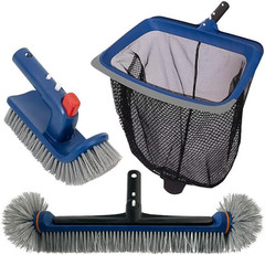 Deluxe Swimming Pool Cleaning Kit Including Pool Skimmer Net with Rubber Edge, 1