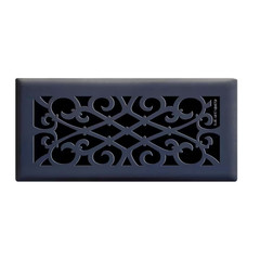 Elegant Scroll 4 In. X 10 In. Steel Floor Register in Matte Black