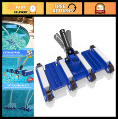 14&Prime; Weighted Pool Vacuum Head with Wheels, Manual Cleaner, Bottom Brushes & Swiv