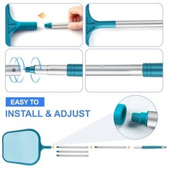 Pool Skimmer – Pool Skimmer Net with 5 Section Pool Skimmer with 5 pole, Teal