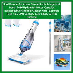 2026 Rechargeable Pool Vacuum with 18.5 GPM Suction – Effortless Cleaning