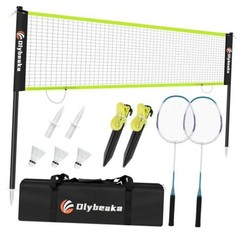 12ft Black Anti-Sagging Badminton Net Set for Backyard Beach