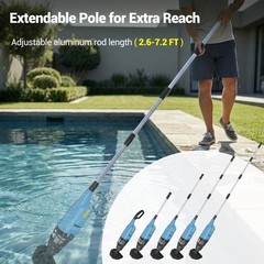 Hushlight Handheld Pool Vacuum For Above Ground Pool 4-Section Detachable Pole
