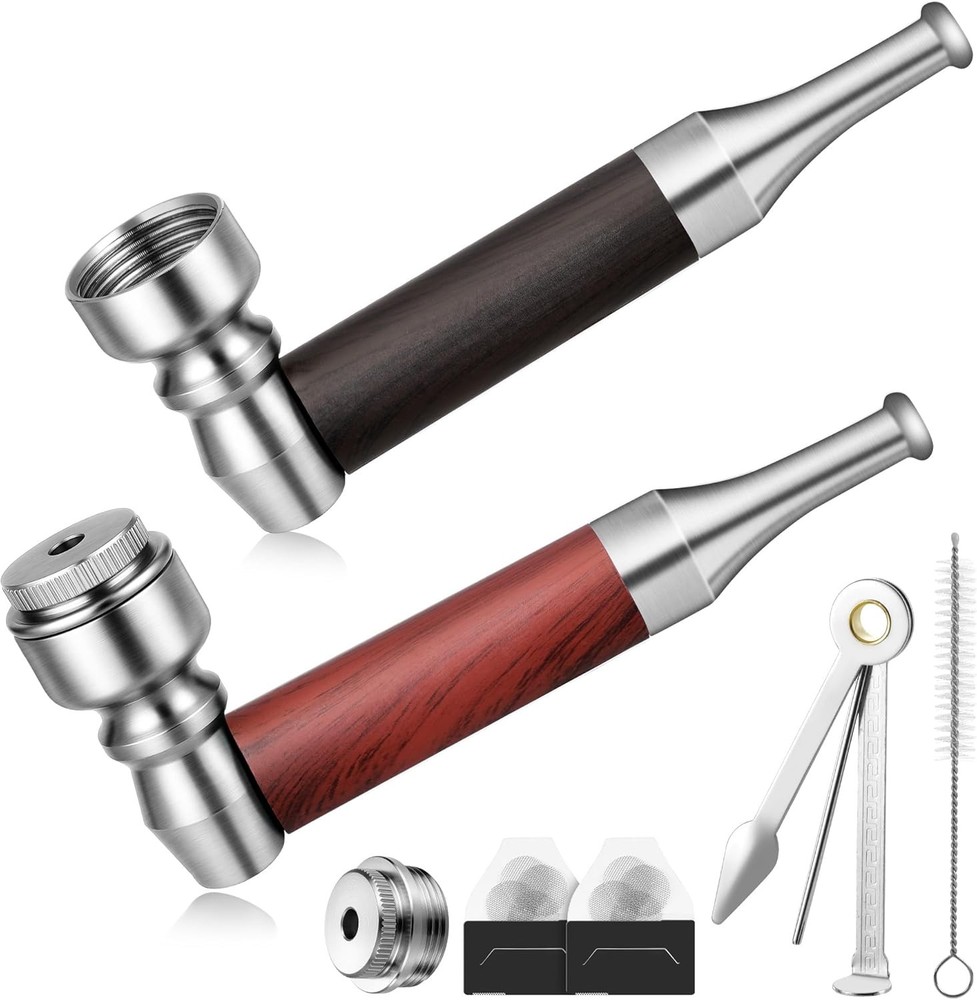 Sivaopa 2-Pack Tobacco Pipe Set – Dual Color Mini Smoking Pipes Black & Red