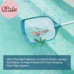 Upgrades Swimming Pool Leaf Net Skimmer Rake with Adjustable Aluminum Pole and N