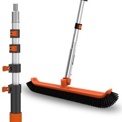 Pool Brush with Pole, 16FT Heavy Duty Telescopic Pool Pole with 18&Prime; Pool Brush,