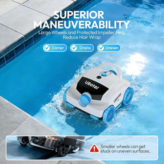 E10 Pool Vacuum,Cordless Robotic Pool Cleaner, Dual-Layer Filtration,Large Wheel