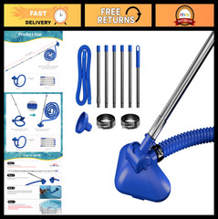 Non-Electric Pool Vacuum Cleaner for Small Above-Ground Pools, 13FT Hose, 8FT Po
