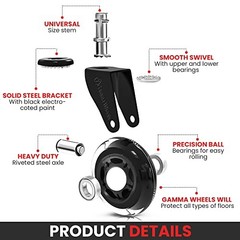 Black Gamma Office Chair Wheels – Pack of 5 – 7/16×7/8 Inch – Heavy Duty