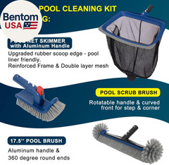 Deluxe Swimming Pool Cleaning Kit Including Pool Skimmer Net with Rubber Edge, 1