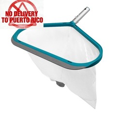 Teal & Gray Pool Leaf Rake with Aluminum Frame and Tab Easy to Empty Debris
