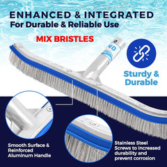 Combo Nylon and Stainless Steel Pool Brush – 18-Inch Heavy Duty Pool Brush Head