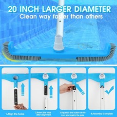 Easy-Fit 20-Inch Pool Brush with Sturdy Nylon Bristles and Swivel Connection