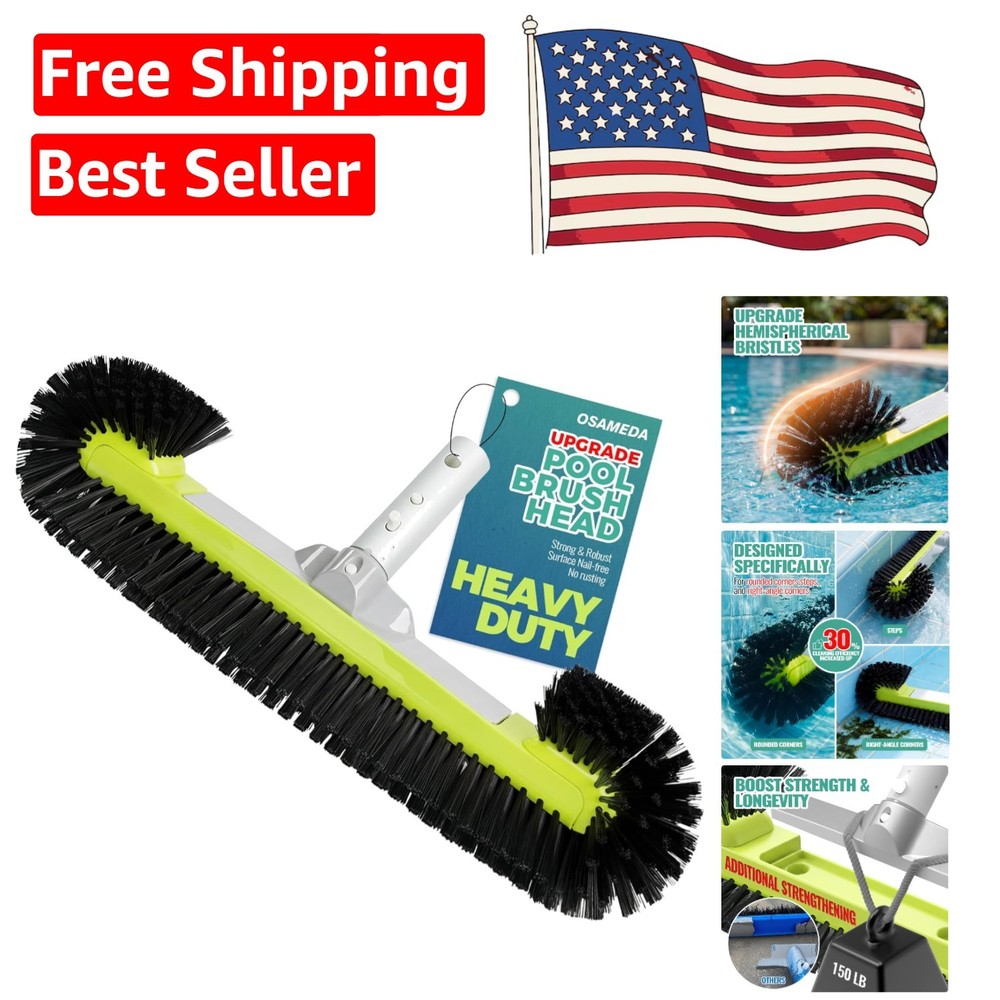 Ergonomic Pool Scrub Brush for Tile and Vinyl with 1.25” Pole Compatibility