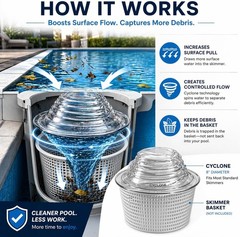Pool Skimmer Cyclone Basket Enhancer 7 Inch Fits Any Pool Water Level Improve…