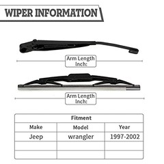 Rear Wiper Arm & Blade Kit,Exact-Fit Replacement for Jeep wrangler 1997