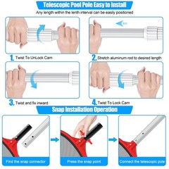 16.5ft Telescopic Pool Cleaning Pole – Adjustable Heavy Duty Aluminum Skimmer Ra