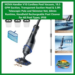 Handler V10 Rechargeable Pool Cleaner – 60min Runtime, Transparent Suction Head
