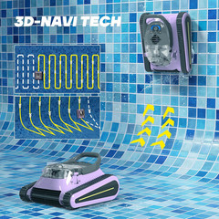 Cordless Robotic Pool Vacuum for Above & In-Ground Pools, 2.5H Run Time