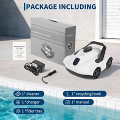 Battery Powered Pool Vacuum Robot 130Min Runtime for Above Ground Pools 860Sq.Ft