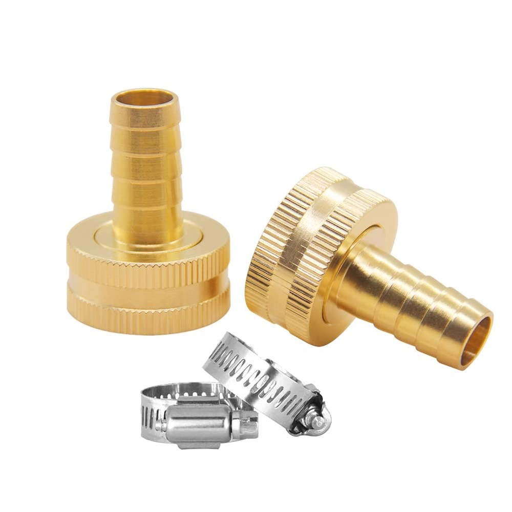 Hooshing 2PCS Garden Hose Connector 1/2&Prime; barb x 3/4&Prime; GHT Female, Brass