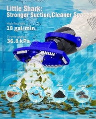 LITTLE SHARK Pool Vacuum For Above Ground Pool, Hot Tub Vacuum 60W Motor, Sealed
