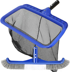 17&Prime; Pool Brush Head & Fine Mesh Skimmer Kit for Cleaning Pools