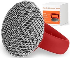 Cast Iron Cleaner Scrubber with Heavy Duty Handle, 3mm Welded 1 pieces Red
