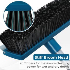 Stiff Bristle Deck Brushes for Scrubbing Heavy Duty with Rubber Scrape