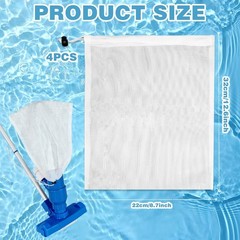 4Pcs Pool Vacuum Replacement Mesh Bag, Pool Leaf Vacuum Net Bag Fine Mesh wit…