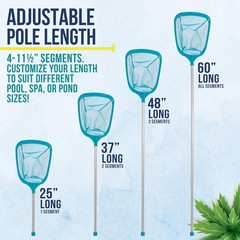 5&prime; Leaf Skimmer Net with Telescopic Aluminum Pole – Fast Pool Cleaning Solution