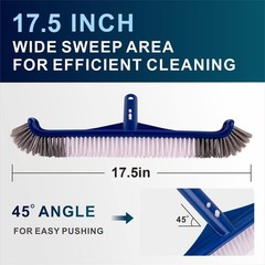 POOLAZA Pool Brush, 17.5&Prime; Pool Brushes for Cleaning Pool Walls, Premium Nylon…